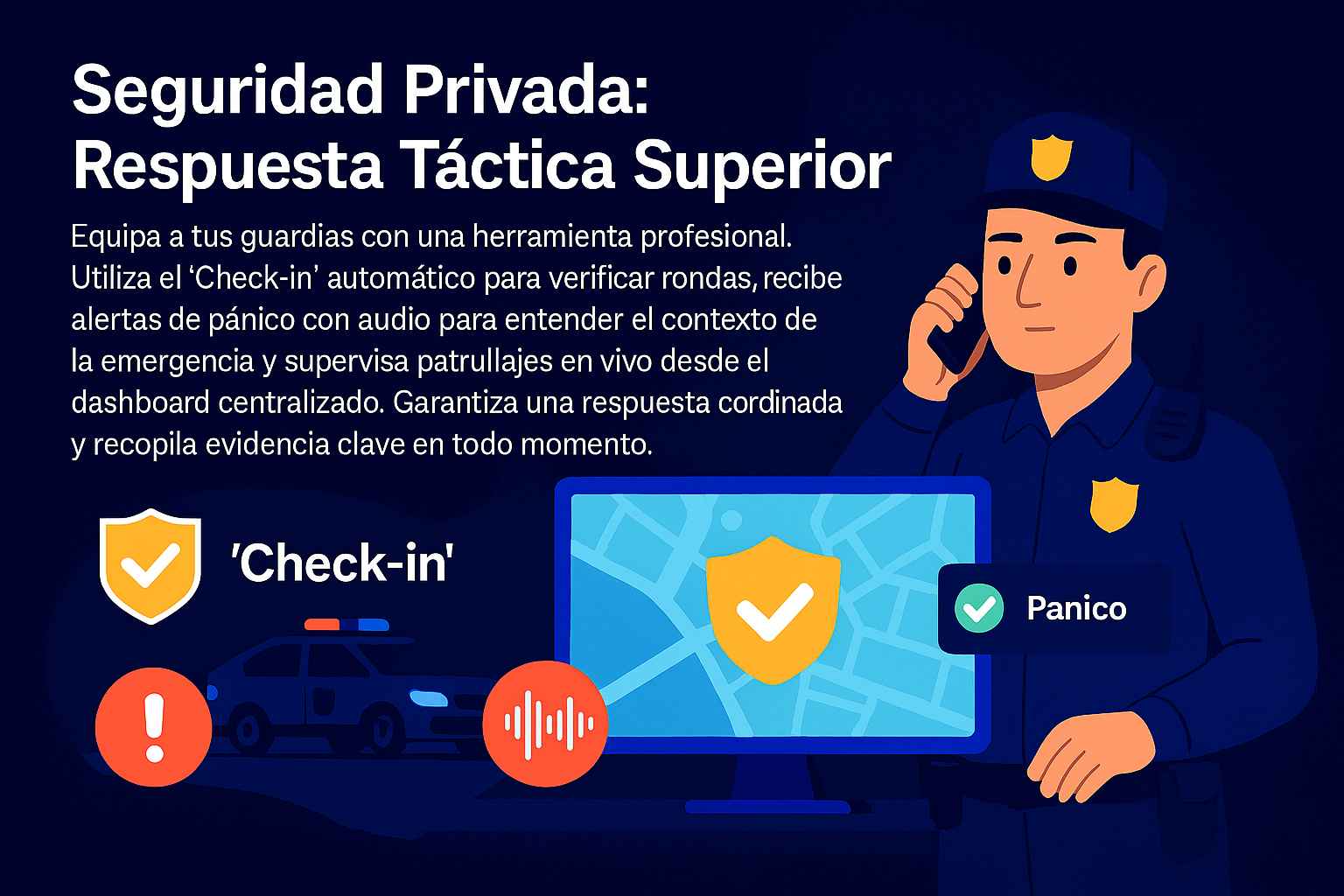 Guardia de seguridad usando la aplicación